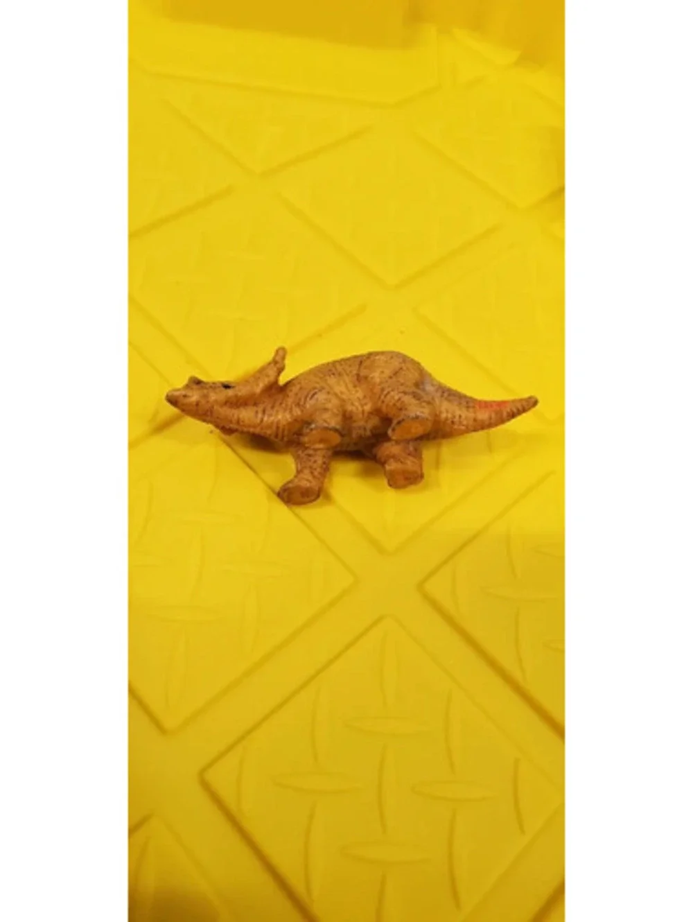 Vintage Plastic Triceratops Dinosaur Toy Figure Brown Mini Figurine